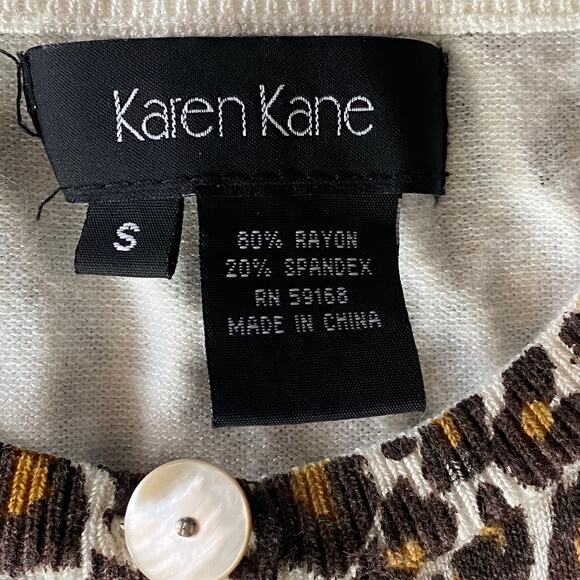 Karen Kane S Animal Print on Ivory Smooth Knit Cardigan Sweater IMMACULATE! - Picture 14 of 15